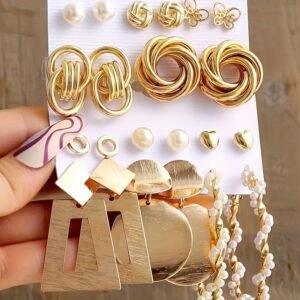 22/12/10 pièces Ensemble de Boucles d'Oreilles Style Bohème pour Femmes, Clous en Forme de Cœur, Pièces Géométriques pour Tenue Quotidienne et Soirées - Cadeau Idéal pour les Fêtes