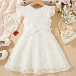 Robe d'été pour filles, mode, en dentelle, avec fermeture éclair à l'arrière