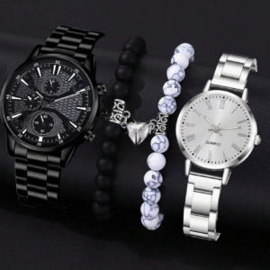 4 pièces/set Montres-bracelets à quartz pour femmes, dames, filles. Alliage minimaliste de luxe, vintage, élégant. Bijoux, tenue de fête, vacances, festival, cadeau de la Saint-Valentin