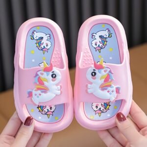 Chaussons ouverts licorne mignons pour filles, antidérapants légers pour intérieur, douche, piscine, toutes saisons