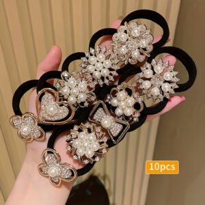 10 bandeaux à cheveux embellis de strass imitation, élastique en jersey mignon, incluant des styles minimalistes et élégants pour femmes