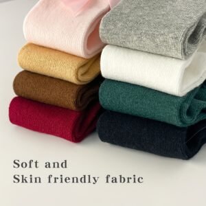 8 Paires de Chaussettes Hautes pour Filles en Couleur Unie avec Nœud Décoratif, Confortables, Respirantes, Douces et Antidérapantes pour le Quotidien et l'Extérieur, Printemps & Été