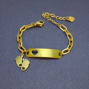 Bracelet Breloque Pied Mignon en Acier Inoxydable avec Pendentif
