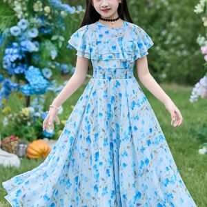 Robe de Princesse pour Filles - Jupe en Tulle à Manches Bouffantes pour Mariage
