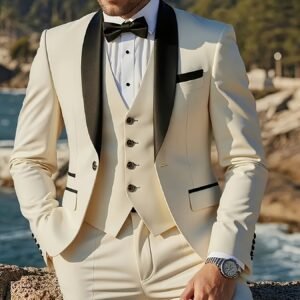 Ensemble Costume Homme 3 Pièces, Veste + Gilet + Pantalon, Élégant et Haut de Gamme, Idéal pour Mariages, Soirées ou Événements Formels