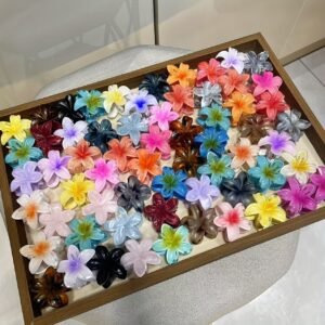 Ensemble de 20 pièces de décorations florales pour cheveux mignonnes et vibrantes de 4 cm/1,57 pouces - Texture marbrée, motif de fleurs ondulées - Pinces à queue de cheval - Style doux et adorable - Convient pour un usage quotidien, Noël et les vacances à la plage