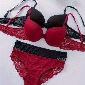 Ensemble Bralette Femme Séduisant et Réglable avec Détails en Dentelle - Soutien Élevé et Shorty Triangulaire Bas