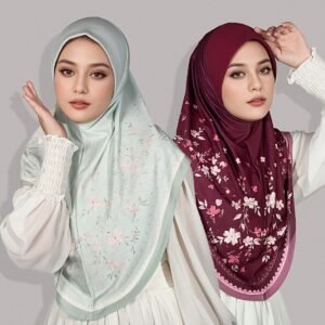 Foulard musulman élégant haut de gamme pour femmes - Robe à capuche respirante et ajustable avec imprimé floral, dotée d'un bouton-pression, disponible en douze couleurs, lavable en machine, convient pour le Ramadan, le port quotidien et les occasions spéciales comme un accessoire polyvalent