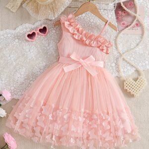 Robe d'été élégante pour filles | Bretelles asymétriques à volants