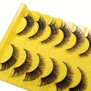 10 Paires de Faux Cils Inclinés Série Fox, Bande Complète Style Européen et Américain