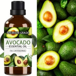 Huile Essentielle d'Avocat - Qualité Supérieure, Extrait Végétal - Hydratant - Parfum de Fruit - Pour Soins de la Peau, Cheveux, Ongles, Utilisable en Yoga, Douche, Diffuseur, Humidificateur, Espace Intérieur - Soin de la Peau, Nettoyage, Massage
