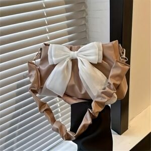 Sac à bandoulière chic et mignon avec un nœud, un sac à bandoulière de couleur unie avec fermeture magnétique et doublure, conçu dans un style minimaliste avec une structure robuste, essentiel pour le travail, les déplacements, les rendez-vous