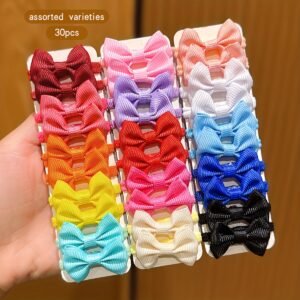 30 élastiques à cheveux en forme de nœud - Couleurs vives et pastel assorties, bandes élastiques douces pour femmes, pour coiffures quotidiennes et formelles, accessoires capillaires