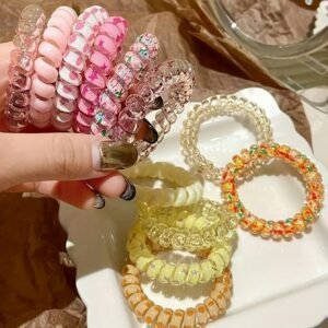 Ensemble de 6 pièces d'Élastiques à Cheveux, Élastiques à Cheveux Téléphone Premium Frais et Doux, Décoration de Cheveux Décontractée pour Femmes, Anneaux Élastiques à Cheveux pour Femmes, Additions de Cheveux d'Automne et d'Hiver en Vrac pour Gym, Yoga, Fête à la Plage (Rose), Chouchou