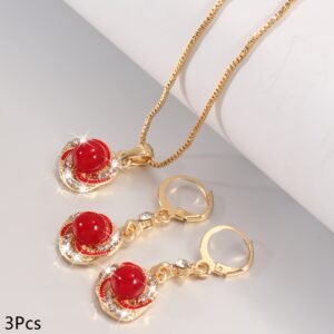 Ensemble de 3 pièces pour femmes en forme d'ouragan, comprenant 1 collier + une paire boucles-d'oreilles, 1 ensemble polyvalent et élégant, 2 styles luxe léger minimaliste parfaits au quotidien ou lors des rendezvous. Ensembles mode versatiles - Bijoux femme design lumineux & épurés