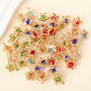 50 Pièces Pendentifs Étoiles 3D Colorés, Accessoires de Bijoux DIY Faits Main