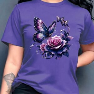 T-shirt décontracté en soie de lait à col rond et manches courtes, couleur unie pour femmes