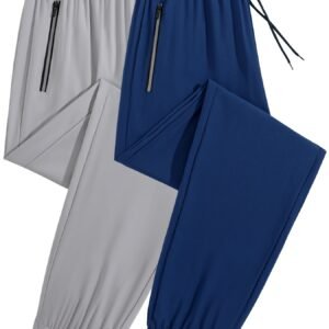2 pièces Pantalons Décontractés Homme, Jogging Léger et Séchage Rapide avec Poches Zippées, Idéal pour Tenue Quotidienne, Course, Fitness et Activités Extérieures, Port Toutes Saisons
