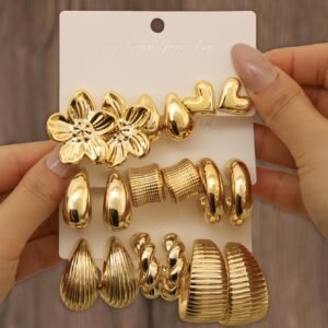 6/18 paires de boucles d'oreilles en résine pour un trajet délicat, design classique fleur cœur larme, simple et élégant, adapté pour le travail/rendez-vous/vacances, hypoallergénique et respectueux de la peau, cadeau idéal pour les anniversaires et la Saint-Valentin, style élégant