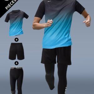 Ensemble Sportif Homme 3 Pièces Comprend Pantalon Long, T-Shirt Manches Courtes, Short Et Veste De Course