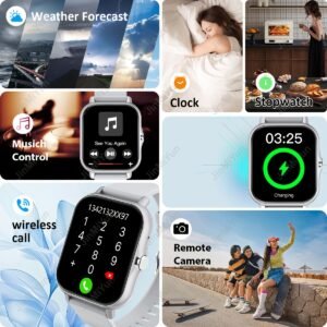 Montre connectée de sport JinMiYun HOT 1,83 pouces à écran tactile pleine largeur, pour hommes et femmes, montre connectée de sport en plein air avec appels sans fil/alertes de messages/plusieurs modes sportifs, réponse/composition de téléphone multifonctionnelle avec rappels de messages