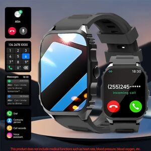 Montre Connectée Tactile Intégrale, Montre Fitness Unisexe avec Réponse d'Appel, Compteur de Pas, Notifications de Messages, Cadran Personnalisable, Contrôle à Distance de l'Appareil Photo et Lecture de Musique, Rappel de Longue Position Assise, Cadeau pour Amis et Famille