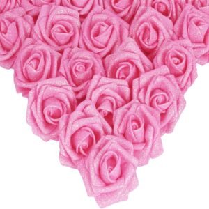 Lot de 25 roses flash artificielles simulées, tige de fleur artificielle en mousse de 2,5 pouces, pour fiançailles, anniversaire, bricolage, bouquet de mariée, décoration centrale de fête, remplissage de vase de table, décoration de maison pour les fêtes.