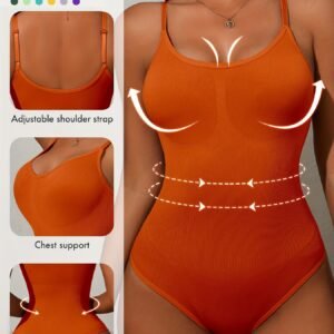 Body Femme à Taille Haute - Bretelles Réglables, Soutien de Poitrine et Fessier Remonte-Cuisse Sculptant - Léger en 7 Couleurs (Collection Élégante Spéciale), Gainage Ventre, Vêtement Modelant, Texture Côtelée, Matière Souple, Ceinture Tailleur, Pour Occasions Spéciales