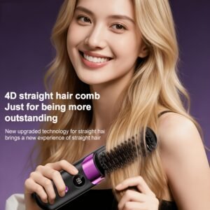 Peigne lisseur sans fil rechargeable par USB, peigne lisseur spécifique pour femme, double usage pour cheveux lisses et bouclés, chauffage rapide, léger et portable, prise en main élégante, outil de coiffure professionnel, conception -brûlure, convient à divers types de cheveux