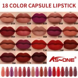 18 Couleurs de Rouge à Lèvres Capsule - Inclut Gloss Résistant et Longue Tenue, Paillettes Scintillantes et Huile Brillante pour un Effet Volumateur