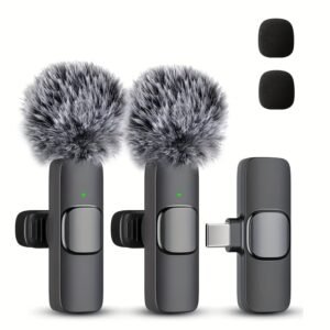 Microphone Sans Fil Professionnel pour Décoration de Porte d'Entrée, Fête d'Été, Compatible Android, Micro Tie pour Enregistrement Vidéo - Enregistrement Clair, avec USB-C pour Créateurs de Contenu, Plug and Play pour Vlog en Direct, Tiktok