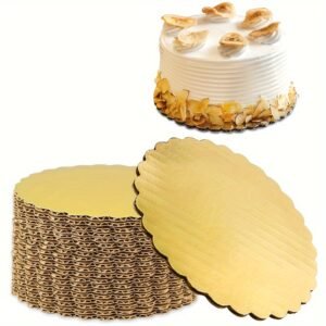 6pcs (Plusieurs Tailles Disponibles) Plateaux à Gâteau Dorés, Cercles en Carton Jetables, Base Ronde, Petits Desserts et Pâtisseries, Anti-Adhésifs, Noël, Anniversaire
