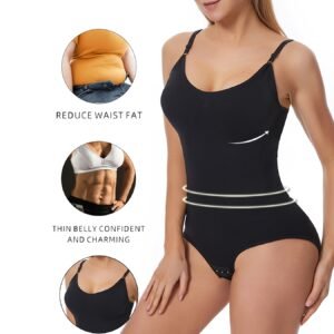 Combinaison femme sans coutures à la taille galbante, élastique et confortable, avec bretelles ajustables et fermeture à crochet