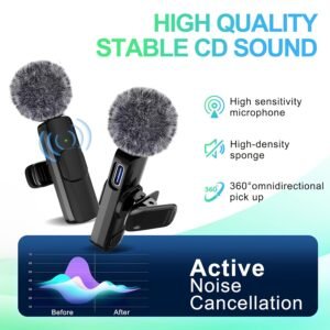 Kouzone Décoration de Porte d'Entrée Microphone à Revers Sans Fil 2pcs pour Fête d'Été, Compatible Téléphones Android, Microphone Sans Fil Plug And Play Réduction du Bruit Mini Micro pour Enregistrement Vidéo Interview Podcast Vlog Tiktok Cadeau pour Lui